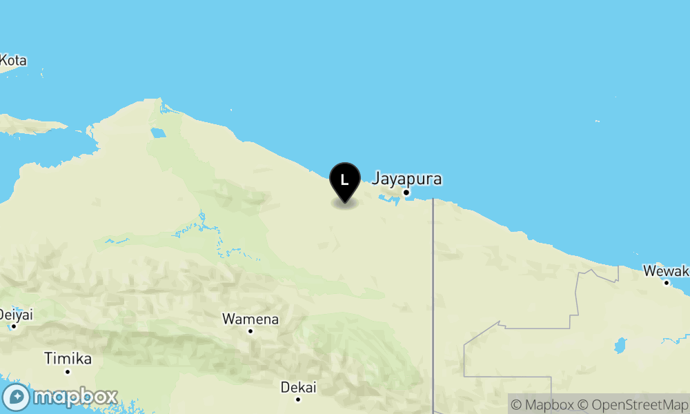 Peta Gempa Pusat gempa berada di darat 46 km BaratDaya Kab.Jayapura