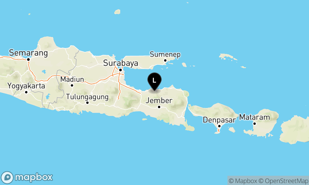 Peta Gempa Pusat gempa berada di darat 14 km Timur Laut Kab. Probolinggo