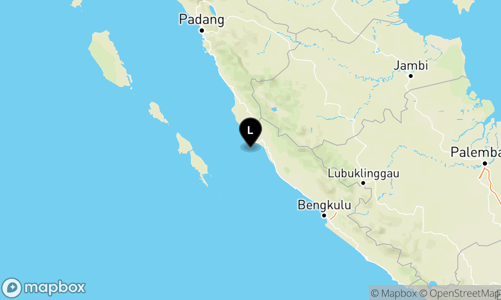 Peta Gempa Pusat gempa berada di laut 22 km Tenggara Mukomuko
