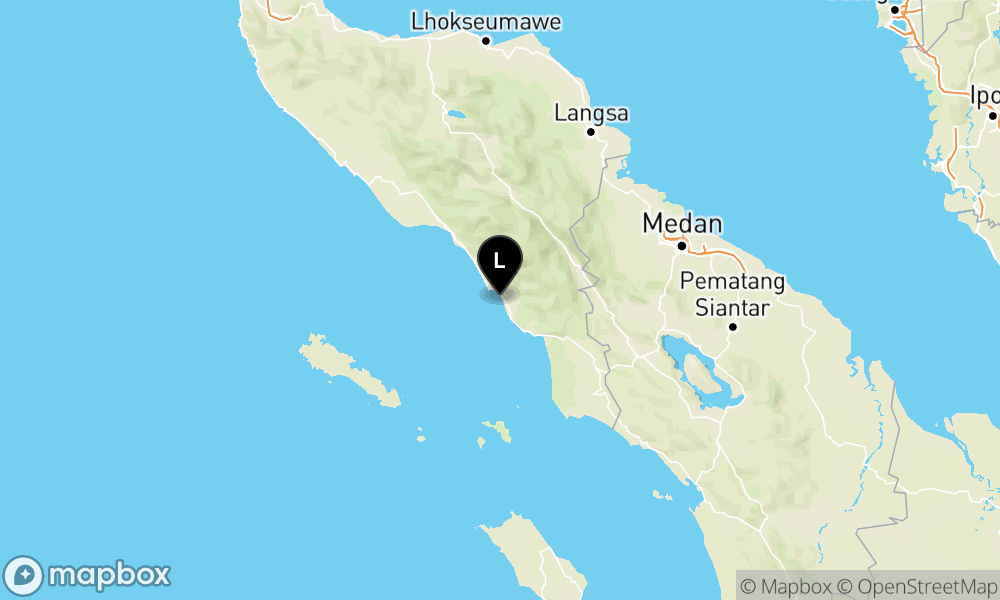 Peta Gempa Pusat gempa berada di Laut 13 Km Tengara KAB-ACEHSELATAN
