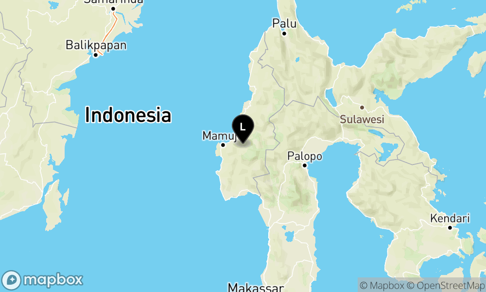 Peta Gempa Pusat gempa berada di darat 27 km barat laut Mamasa