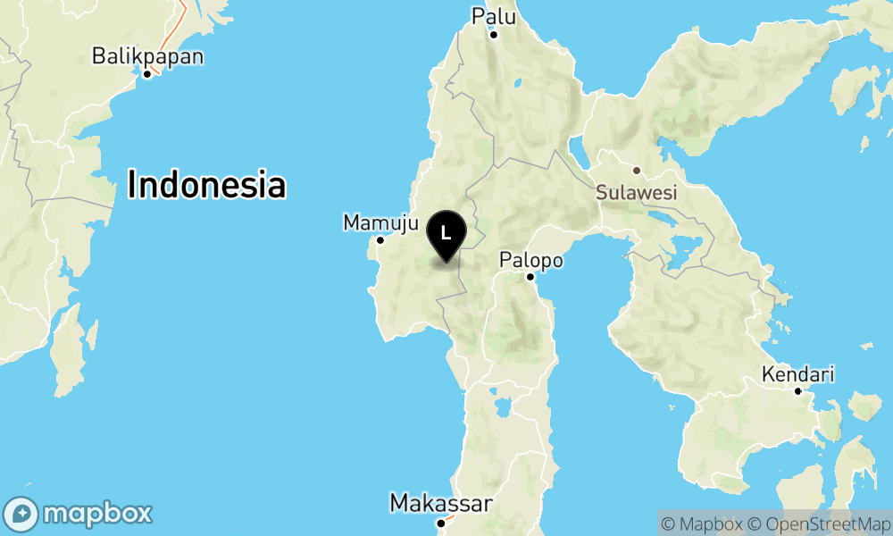 Peta Gempa Pusat gempa berada di darat 15 km tenggara Mamasa