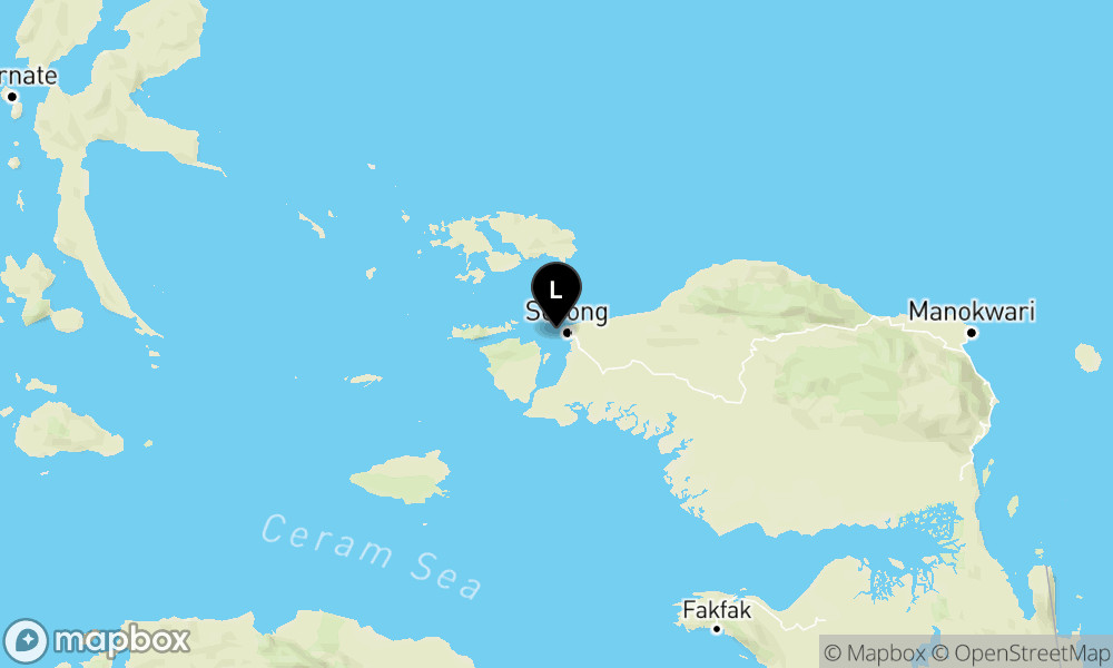 Peta Gempa Pusat gempa berada di darat 13 km BaratLaut Kota Sorong