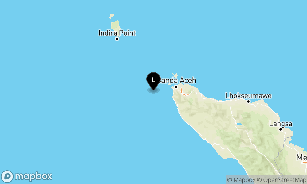 Peta Gempa Pusat gempa berada di laut 82 km BaratDaya Kota Sabang