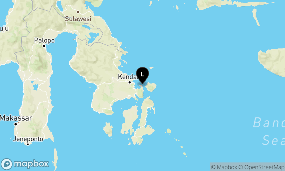 Peta Gempa Pusat gempa berada di laut 14 km Baratlaut Laonti