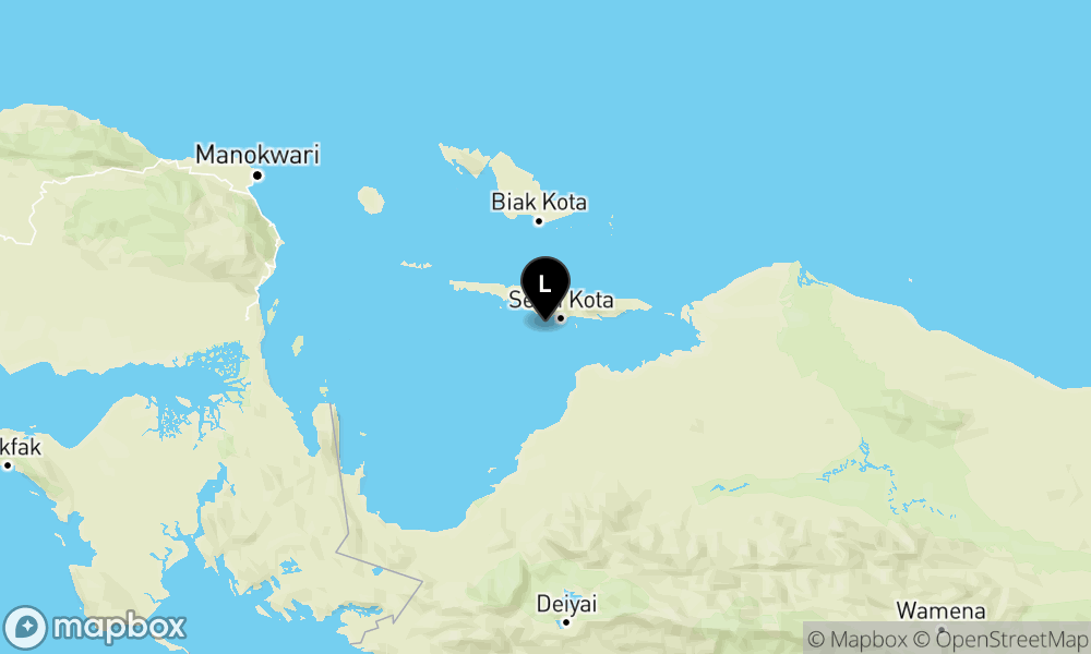 Peta Gempa Pusat gempa berada di laut 22 km barat daya Kep. Yapen