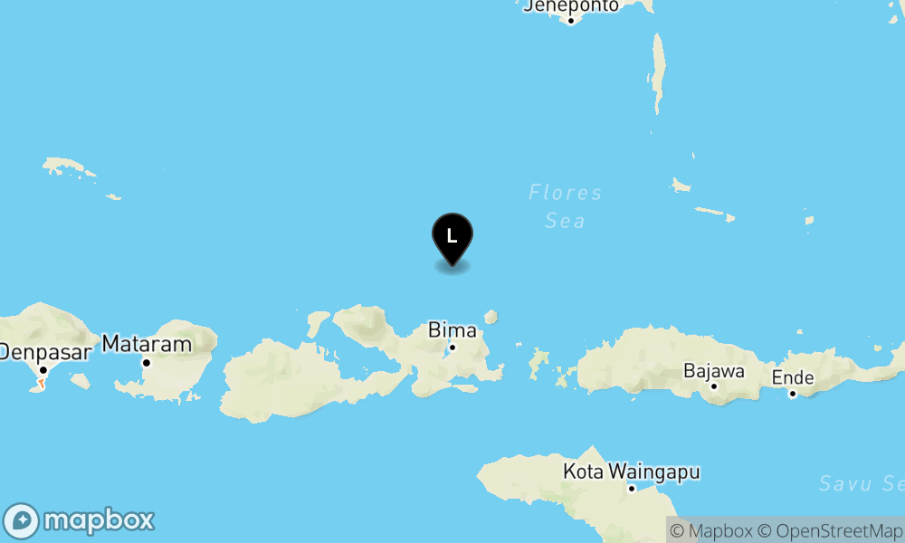 Peta Gempa 70 km BaratLaut BIMA-NTB