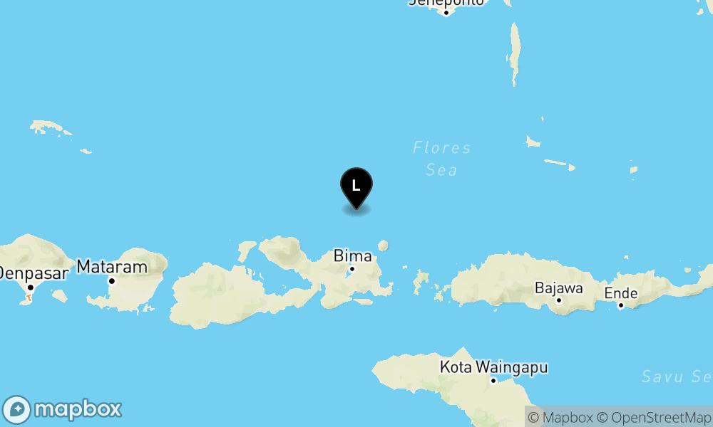 Peta Gempa Pusat gempa berada di laut 66 km Timurlaut Bima