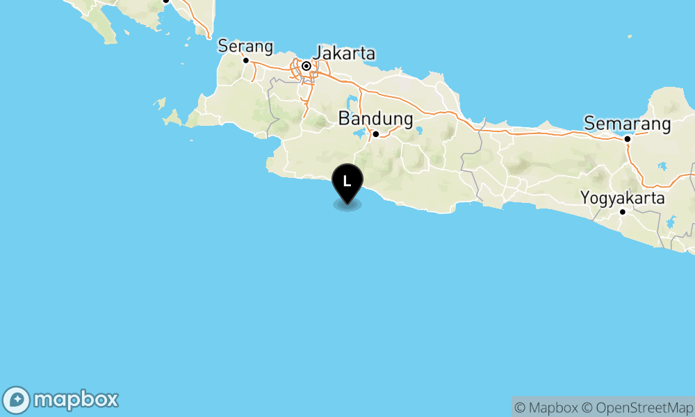 Peta Gempa Pusat gempa berada di laut 86 km Barat Daya Kabupaten Bandung