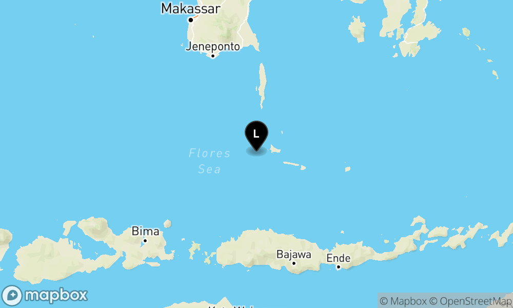 Peta Gempa Pusat gempa berada di laut 96 km Baratdaya Selayar
