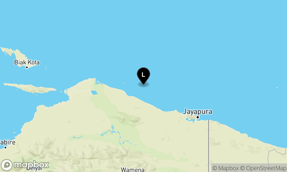 Peta Gempa 57 km TimurLaut SARMI-PAPUA