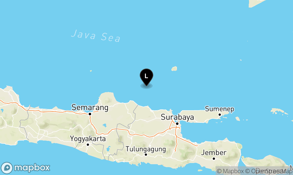 Peta Gempa 68 km BaratLaut TUBAN-JATIM