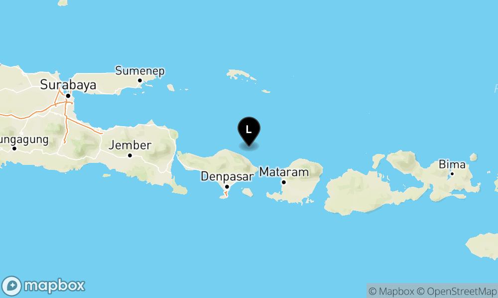 Peta Gempa Pusat gempa berada di laut, 31 km TimurLaut Karangasem