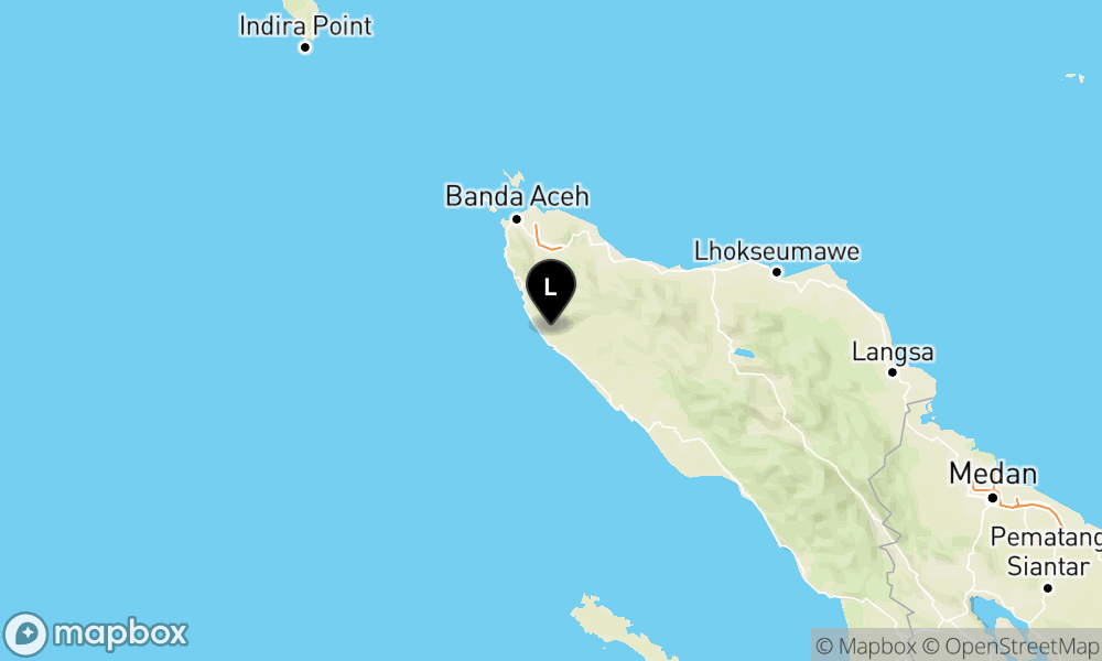 Peta Gempa Pusat gempa berada di darat 15 km BaratLaut Calang