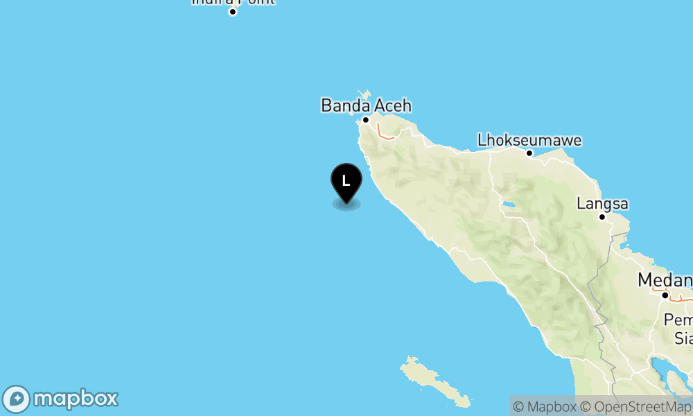Peta Gempa Pusat gempa berada di laut 53 km BaratDaya Calang