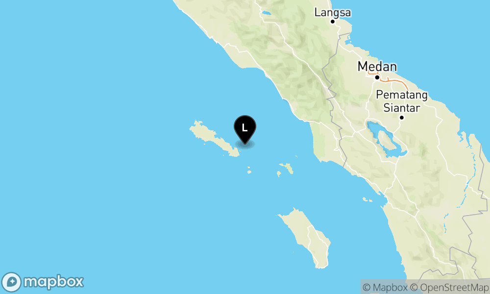 Peta Gempa Pusat gempa berada di laut 23 km Timur Laut Sinabang