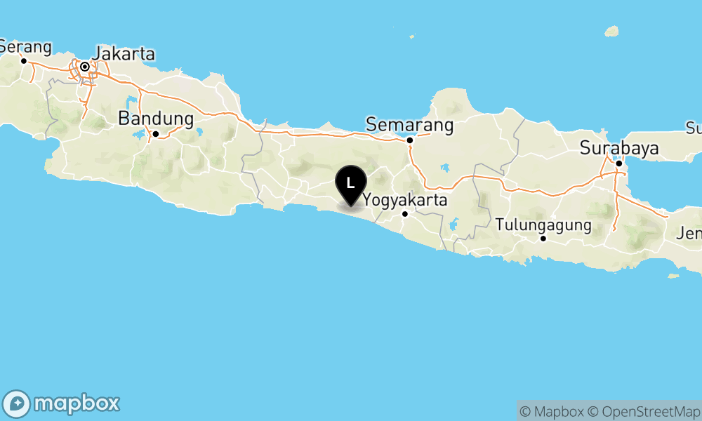 Peta Gempa Pusat gempa berada di darat 16 km Tenggara Kebumen