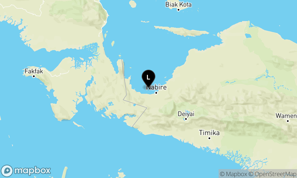 Peta Gempa Pusat gempa berada di darat 26 km BaratLaut Nabire
