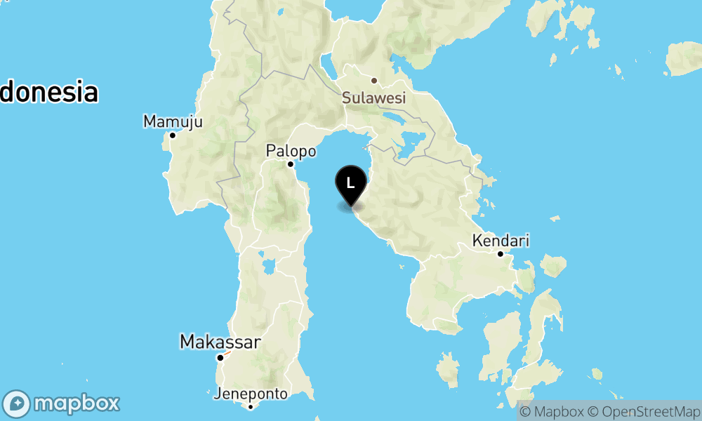 Peta Gempa Pusat gempa berada di laut 2.3 km Barat Laut Lasusua