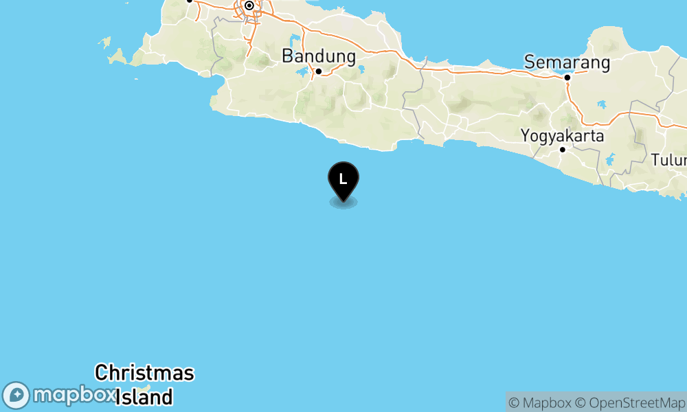 Peta Gempa Pusat gempa berada di laut 105 km BaratDaya Kab-Pangandaran