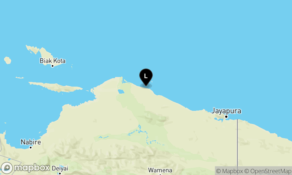 Peta Gempa Pusat gempa berada di laut 24 km BaratLaut Sarmi