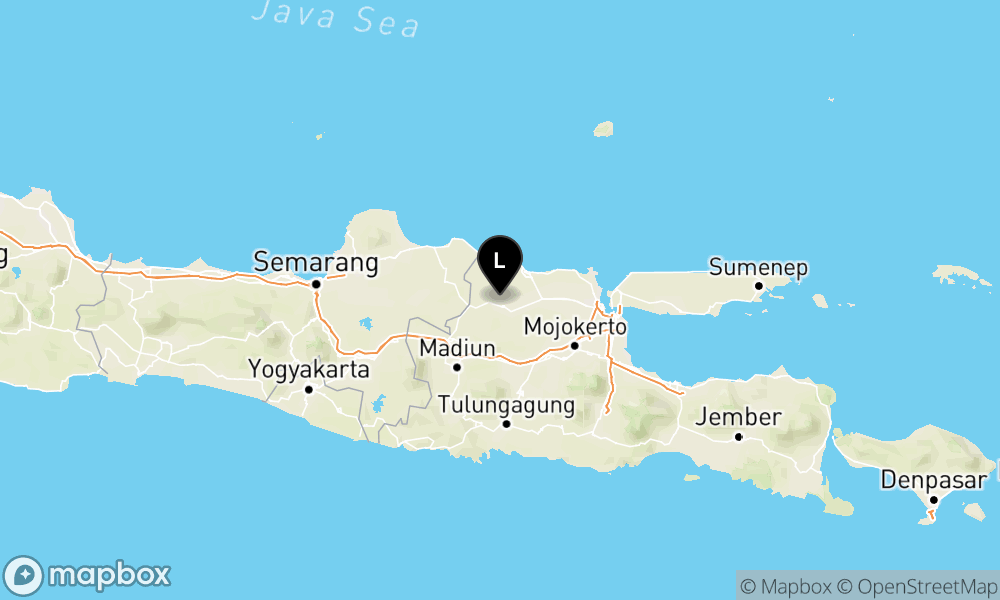 Peta Gempa Pusat gempa berada di darat 6 km BaratLaut Bojonegoro