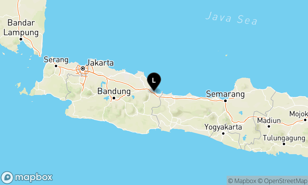 Peta Gempa Pusat gempa berada di darat 11 km tenggara Kota Cirebon