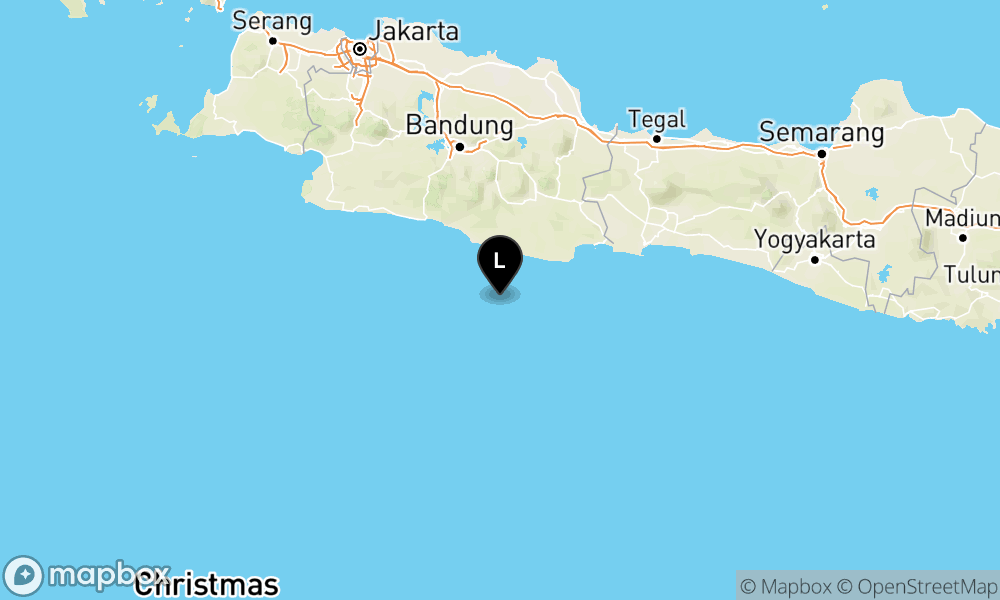 Peta Gempa Pusat gempa berada di laut 78 km baratdaya Pangandaran