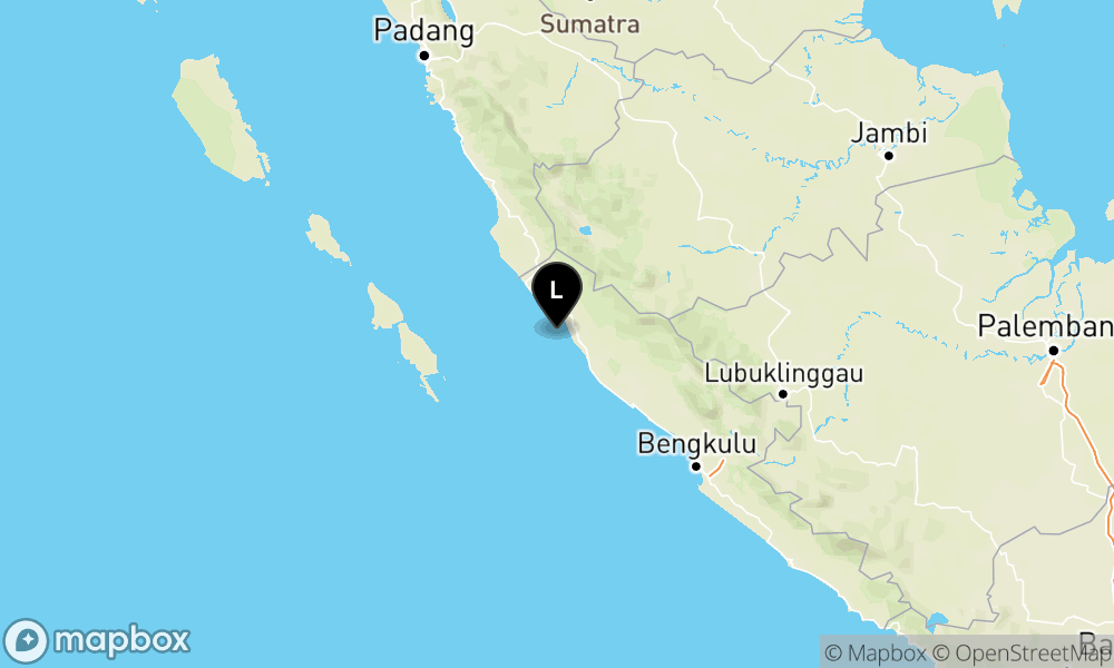 Peta Gempa Pusat gempa berada di laut 37 km Tenggara Muko-Muko