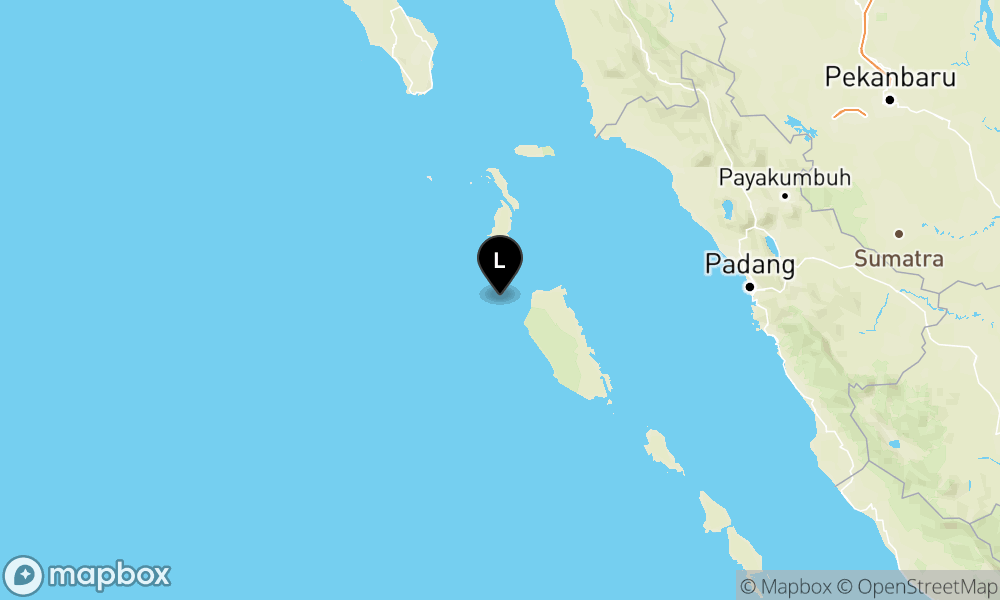 Peta episentrum gempa M5.6 — Pusat gempa berada di laut 167 km Barat Laut Kep. Mentawai