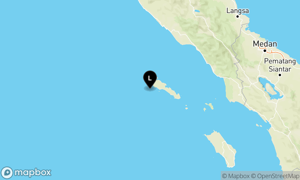 Peta Gempa Pusat gempa berada di laut 76 km BaratLaut Sinabang