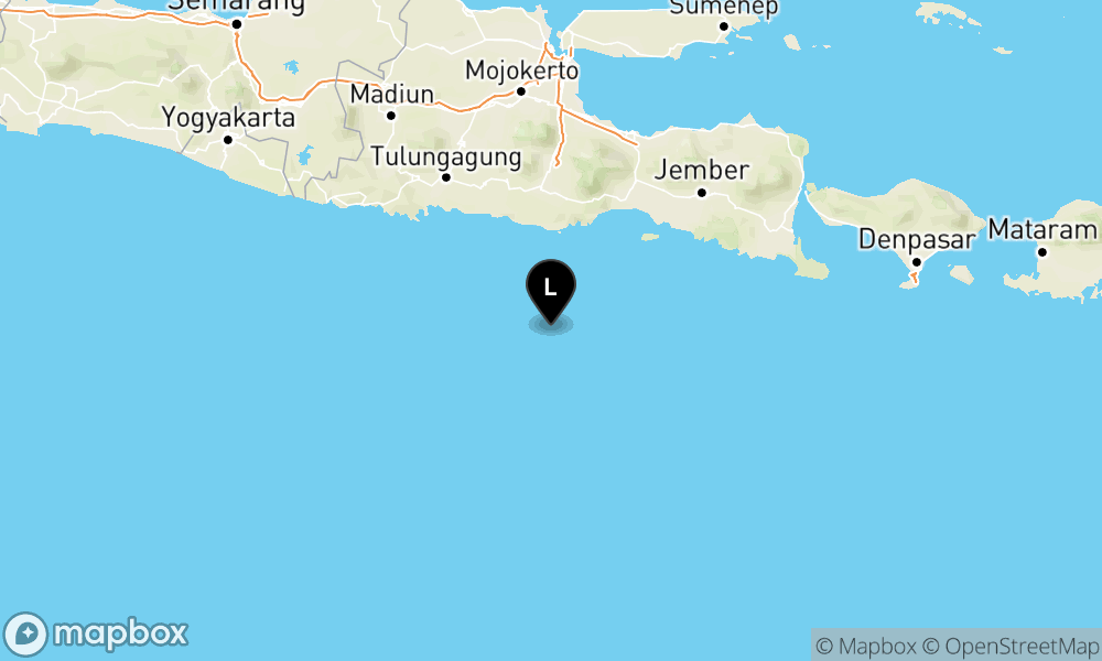 Peta Gempa Pusat gempa berada di laut 110 km Tenggara Kab. Malang