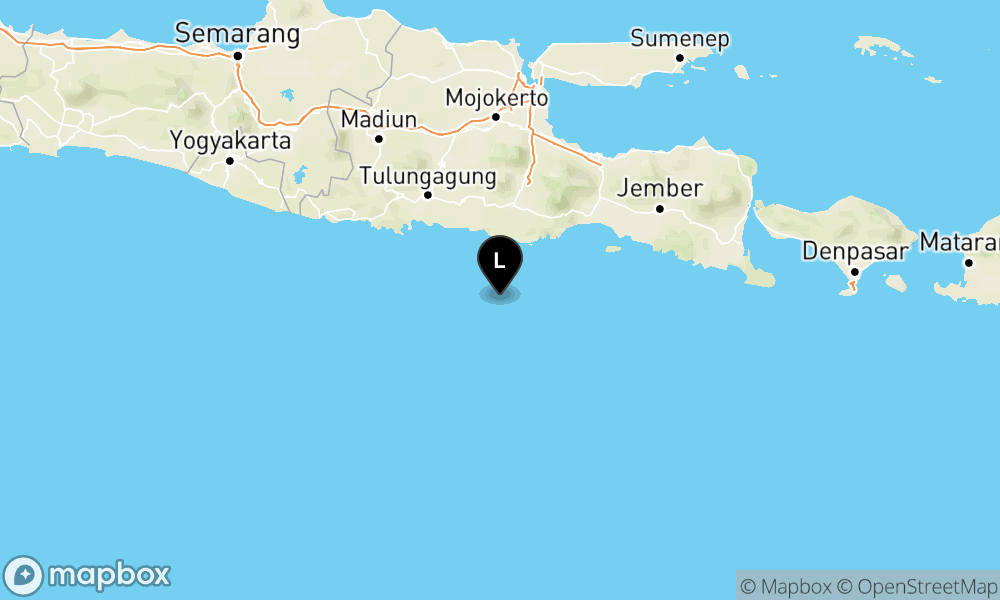 Peta Gempa Pusat gempa berada di laut 82 km BaratDaya Kab. Malang
