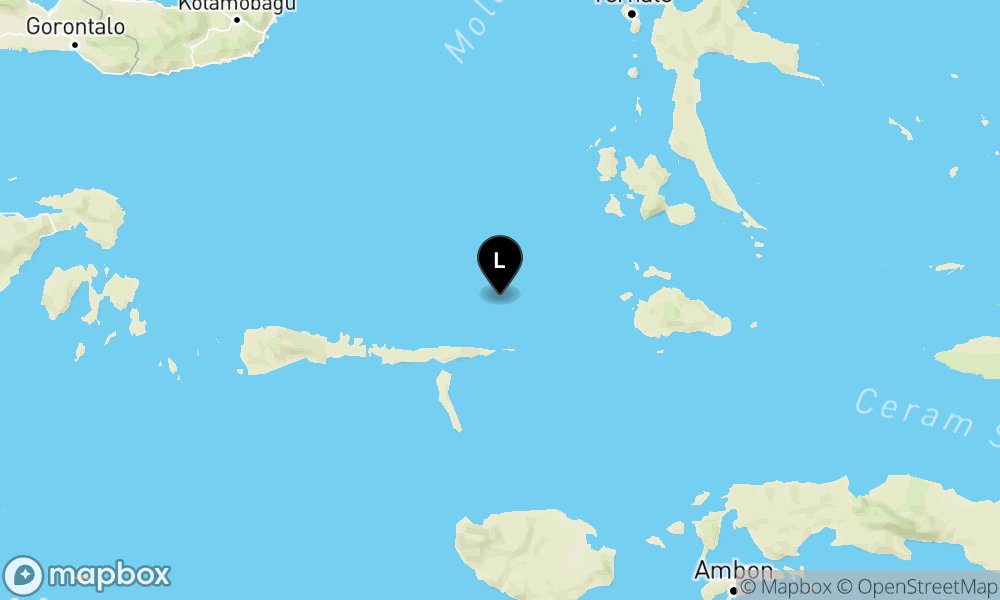 Peta Gempa Pusat gempa berada di laut 79 km timur laut Sanana