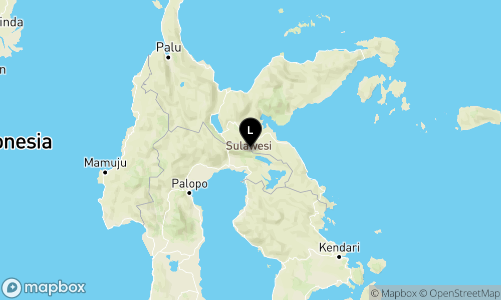 Peta Gempa Pusat gempa berada di darat 28 km baratlaut Luwu Timur