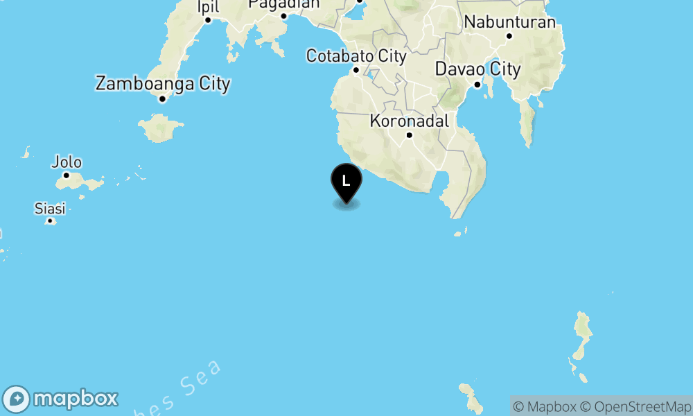 Peta Gempa 275 km BaratLaut TAHUNA-KEP.SANGIHE-SULUT