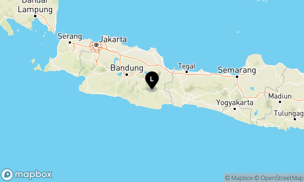Peta Gempa Pusat gempa berada di darat 7 km Tenggara Kota Tasikmalaya