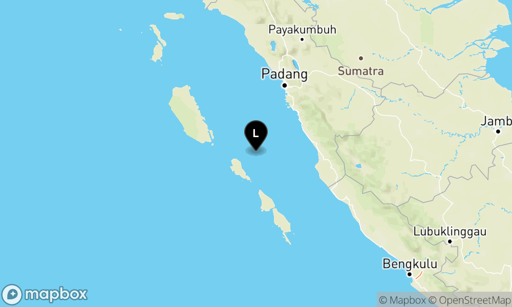 Peta Gempa Pusat gempa berada di laut 35 km TimurLaut Pulau Sipora