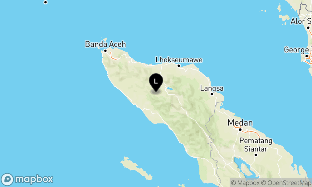 Peta Gempa Pusat gempa berada di darat 33 km BaratDaya Takengon