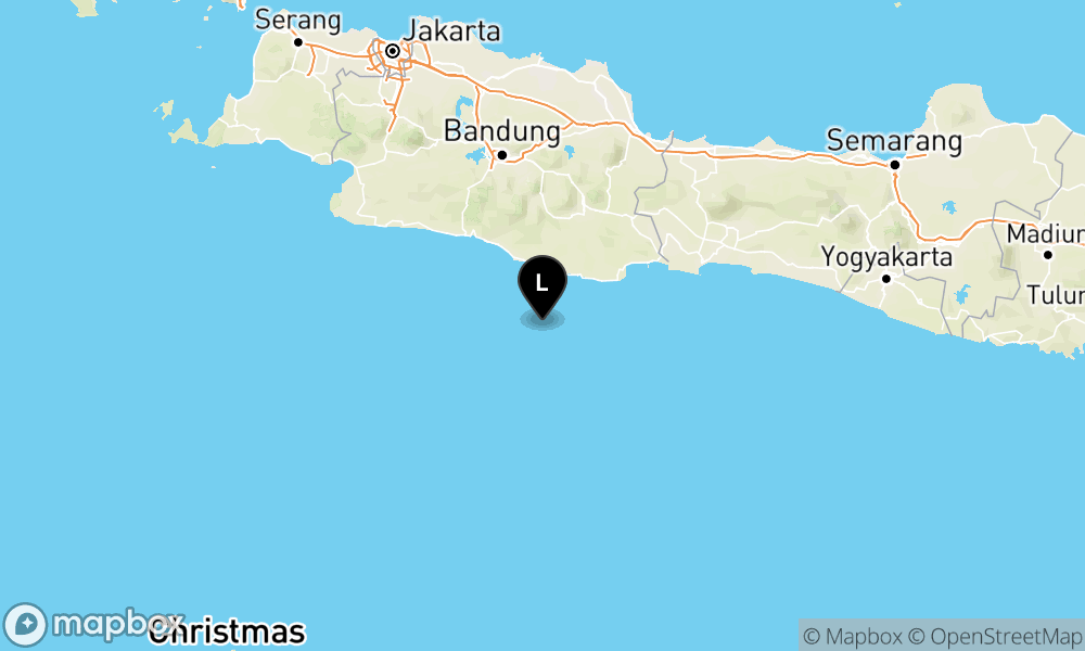 Peta Gempa Pusat gempa berada di laut 80 km BaratDaya Kab-Pangandaran