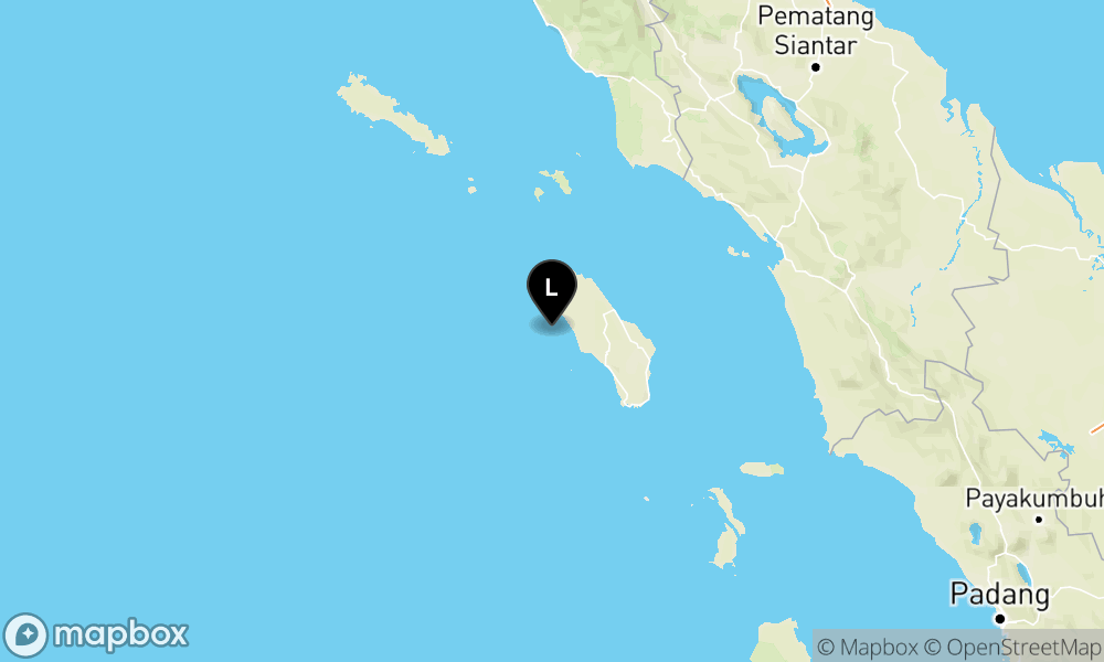 Peta Gempa Pusat gempa berada di laut 30 km barat laut Nias Barat