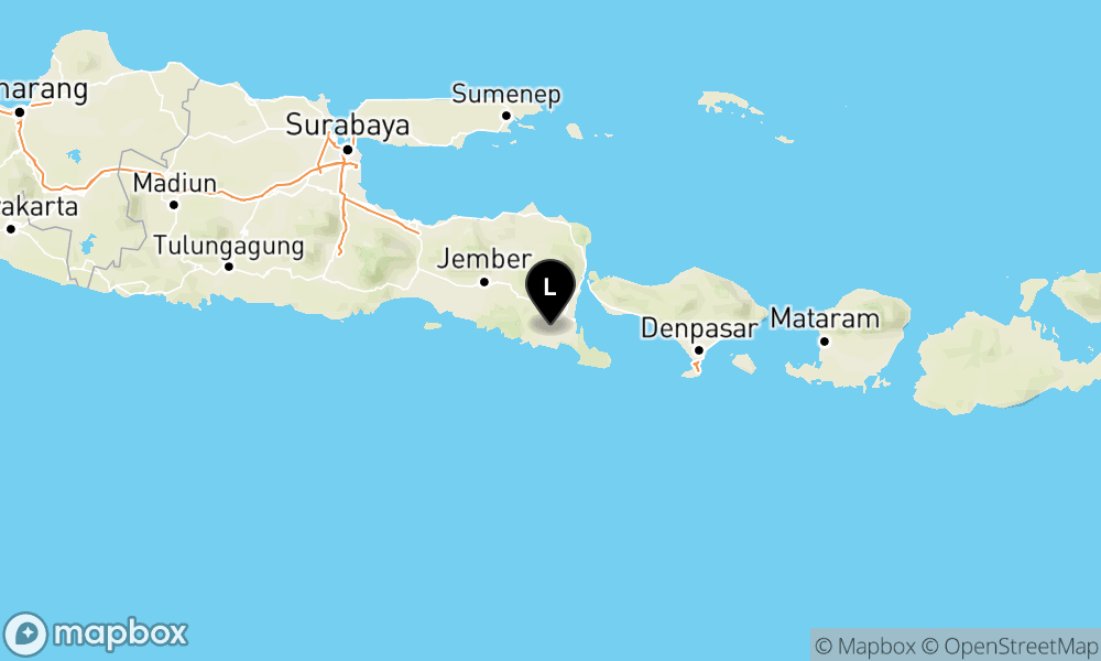 Peta Gempa Pusat gempa berada di darat 38 km Baratdaya Banyuwangi