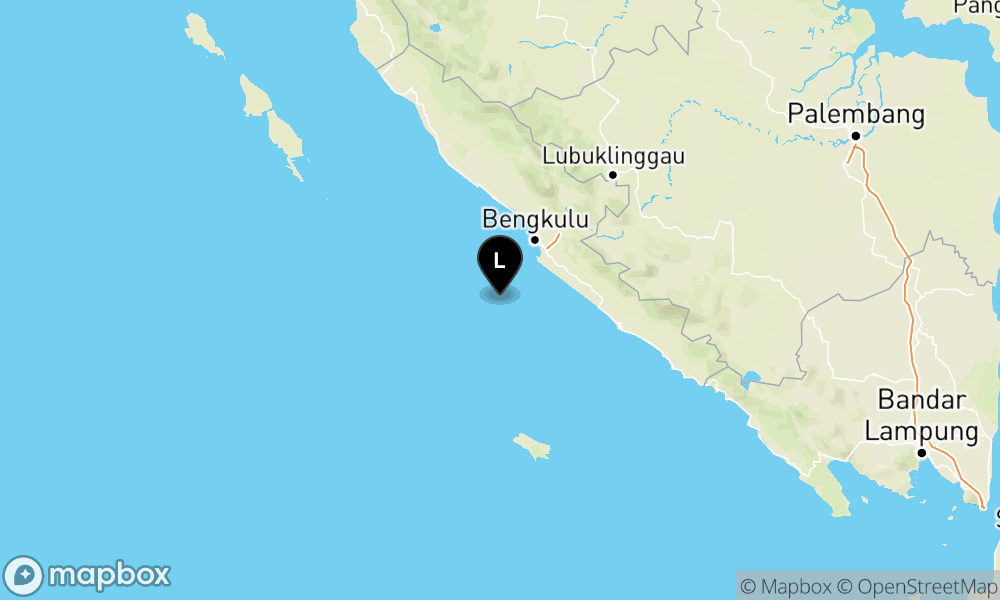Peta Gempa Pusat gempa berada di laut 68 km BaratDaya Seluma