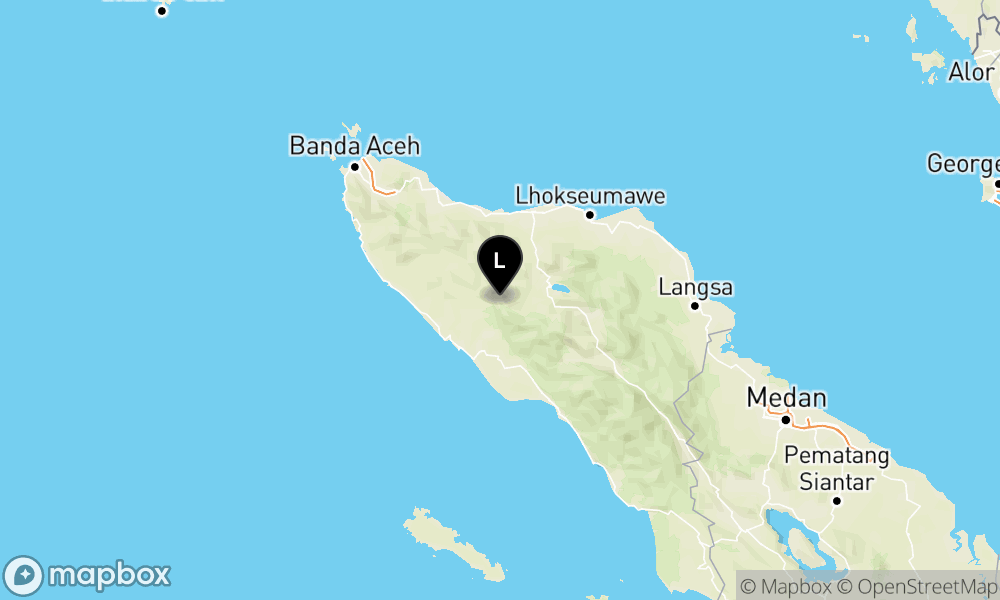 Peta Gempa Pusat gempa berada di darat 35 km timur laut Kab. Nagan Raya