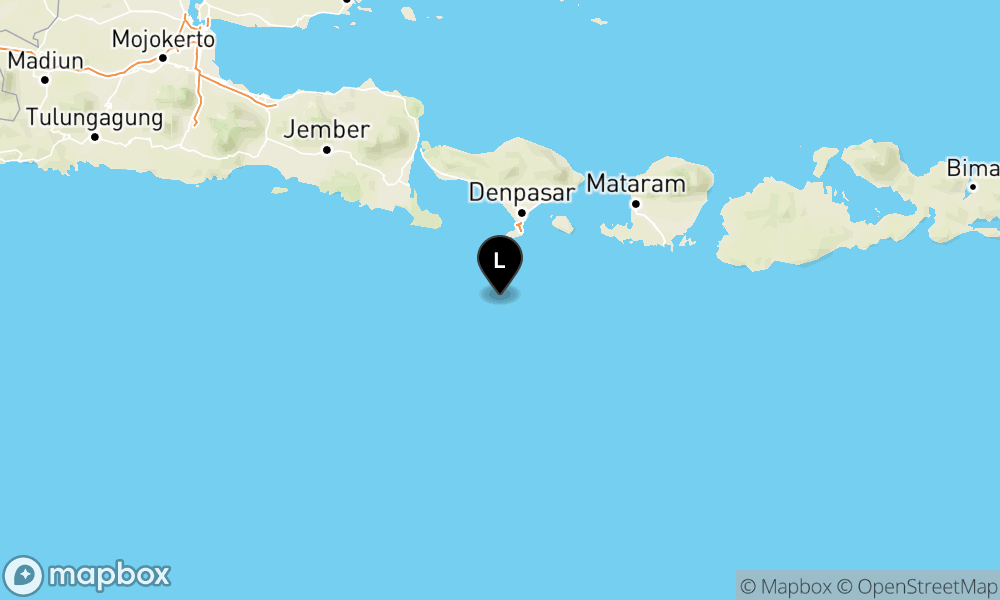 Peta Gempa Pusat gempa berada di laut 61 Km BaratDaya Kuta Selatan