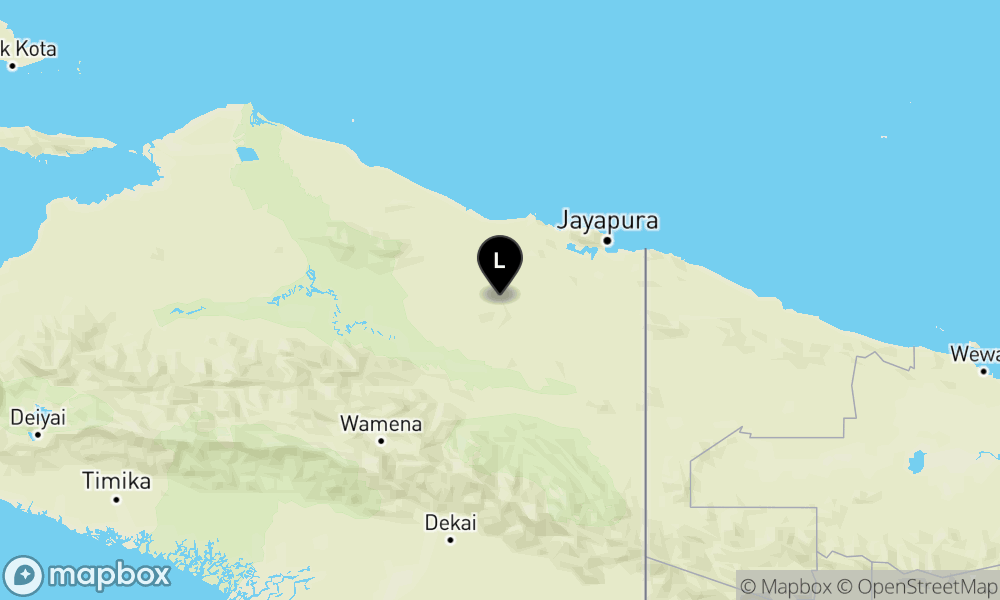 Peta Gempa Pusat gempa berada di darat 19 Km BaratDaya Lereh, Jayapura