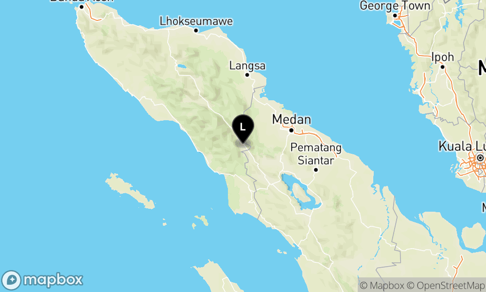 Peta episentrum gempa M4.2 — Pusat gempa berada di darat 18 km Tenggara Kutacane