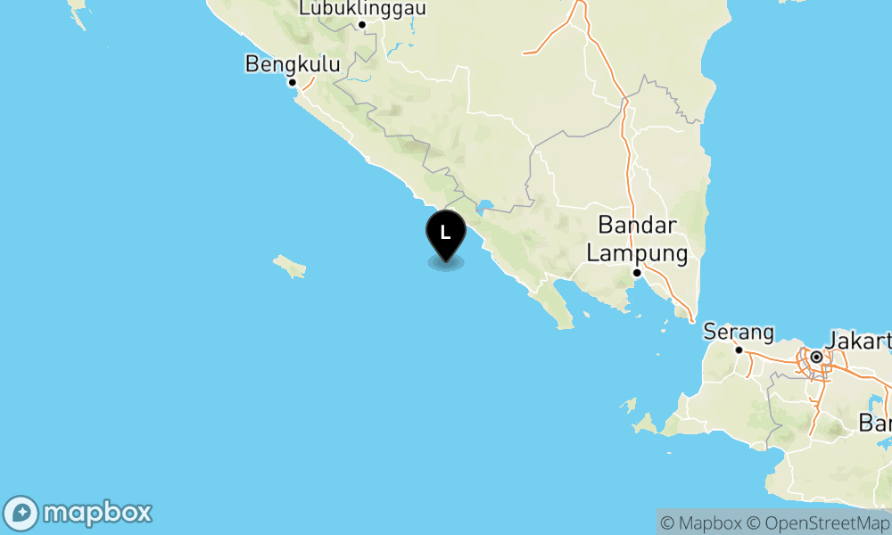 Peta Gempa Pusat gempa berada di laut 43 km Barat Daya Pesisir Barat