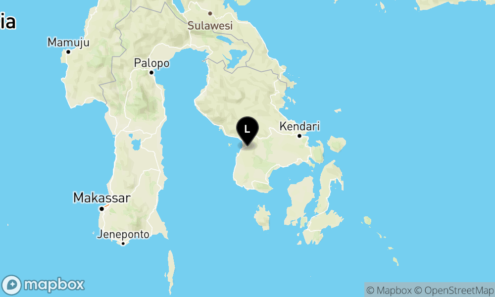 Peta Gempa Pusat gempa berada di darat 4,3 km tenggara Baula Kab. Kolaka