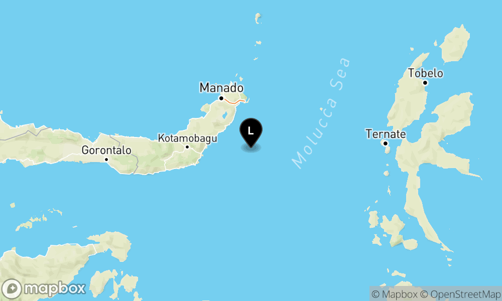 Peta Gempa 69 km Tenggara RATAHAN-MITRA-SULUT